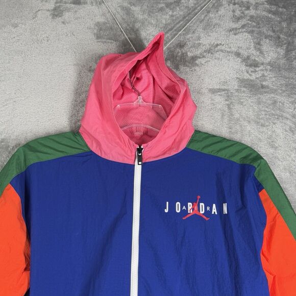 Nike Air Jordan Jacket Boys Large Multicolor Colorblock Windbreaker Streetwear - Picture 5 of 11